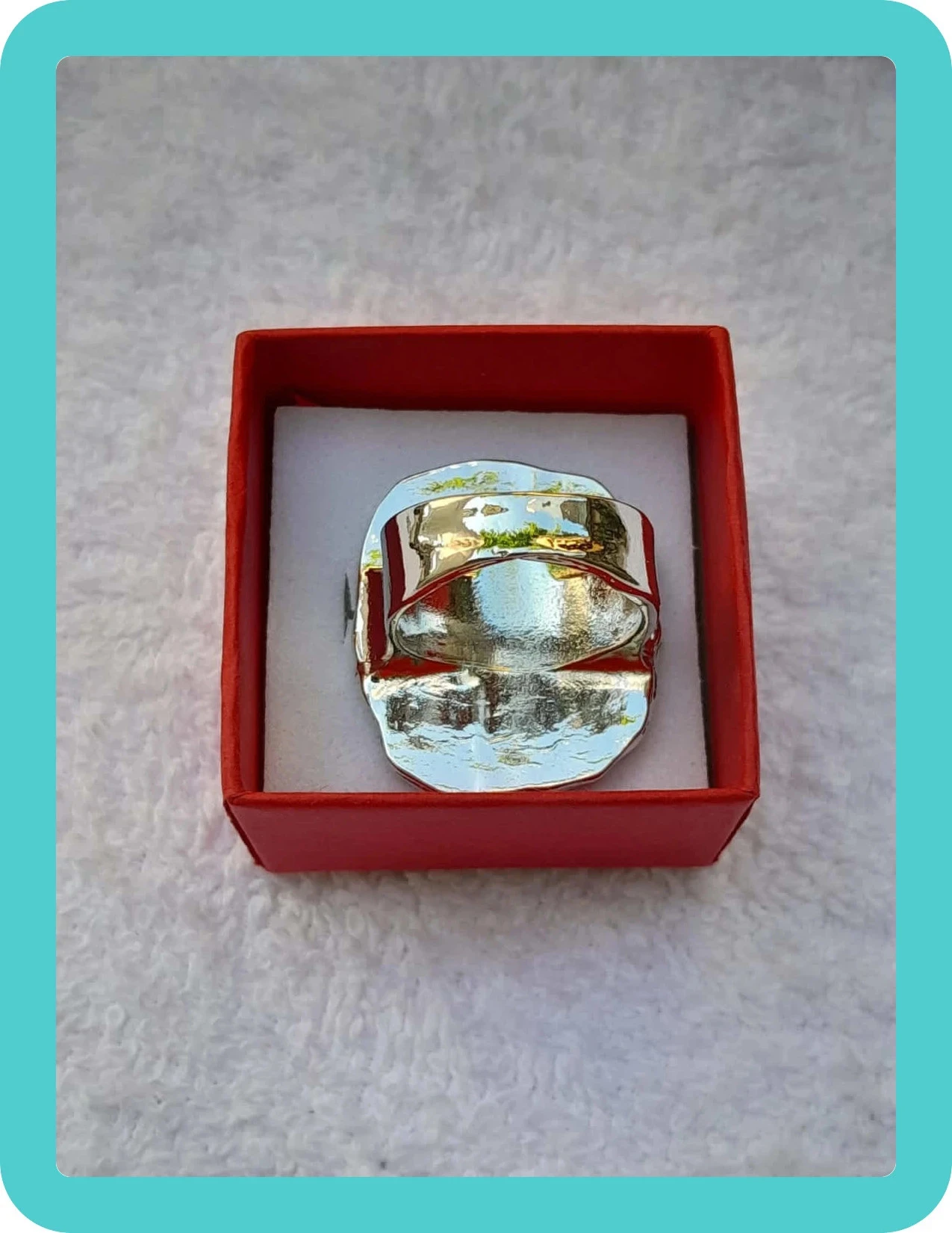 Grote ovale ring, zwart gekleurde steen, maat 60 – photo 3